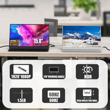 Load image into Gallery viewer, Portable Monitor Bundle - InnoView 15.8'' Black &amp; 15.6'' Silver 1080P FHD External Screen IPS HDR USB-C HDMI Gaming Monitor for Laptop PC Smartphone with Protective Case
