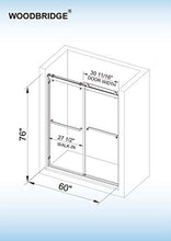 Load image into Gallery viewer, WOODBRIDGE SDD6076-B Frameless Shower Doors 56-60" Width x 76" Height with 3/8"(10mm) Clear Tempered Glass, 2 Ways Opening &amp; Double Sliding Nickel Finish, Brushed Nickle
