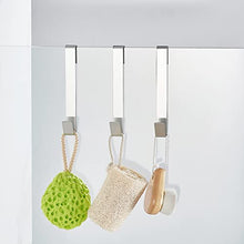 Load image into Gallery viewer, MOKIUER Extended Shower Door Hooks 6.5 Inch ,Over Shower Door Hook for Bathroom,Towel Hooks, Suit for Frameless Glass Shower Door 0.39" (10 mm) Stainless Steel Brushed, 3 Pack
