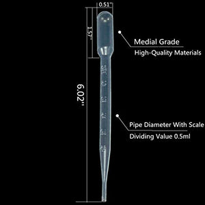100pcs 3ML Plastic Disposable Transfer Pipettes - Eye Dropper Set Transfer Graduated Pipettes Calibrated Dropper for Essential Oils & Science Laboratory