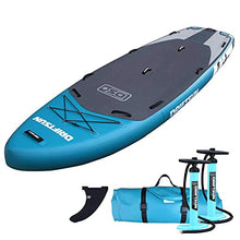 Load image into Gallery viewer, Driftsun Orka Inflatable Paddleboard ISUP 12ft Multi-Person Extra Wide Stand Up ISUP Package, Includes 2 High Pressure/High Volume Pumps and Fin (Teal)
