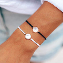 Load image into Gallery viewer, Pura Vida Rose Gold Mother of Pearl Bracelet - Adjustable Band, 100% Waterproof - Black
