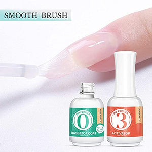 2 in 1 Dip Powder Base & Top Coat with Activator Dip Powder Liquid Set for Dipping Powder Nail Kit,0.5oz/Bottle,Fast Dry,No Nail Lamp Needed