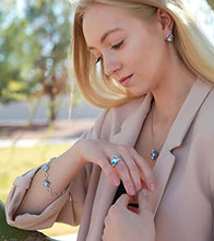 Load image into Gallery viewer, Leafael Infinity Love Crystal Heart Bundle Jewelry Set Light Sapphire Blue March December Birthstone Gifts for Women Necklace Earrings Bracelet Rings, Silver-tone
