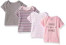 Load image into Gallery viewer, Hanes unisex baby Ultimate Flexy 4 Pack Short Sleeve Crew Tees T Shirt Set, Steel/Pink Stripe, 18-24 Months US
