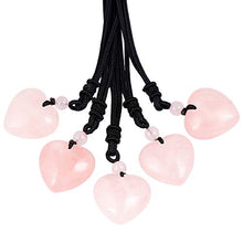 Load image into Gallery viewer, TUMBEELLUWA Carved Stone Heart Shape Necklace Chakra Quartz Pendant with Cord Amulet Healing Crystal Jewelry for Unisex,Rose Quartz
