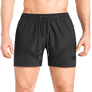 ZENWILL Mens 5" Lightweight V-Mesh Gym Workout Running Shorts with Zip Pockets (Small, Black)
