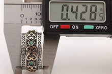 Load image into Gallery viewer, Handmade Turkish Authentic Jewelry Round Shape Cut Emerald Topaz 925 Sterling Silver Band Ring for Gift for Ladies Size ALL
