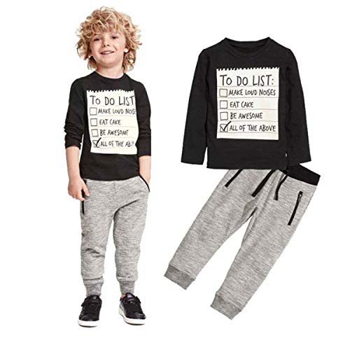 Jobakids Boys 2 Pieces Set Boys Cotton Clothing Set(Black,2T)