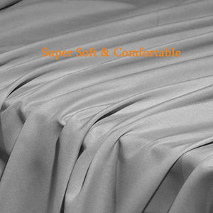 SONORO KATE Bed Sheet Set Super Soft Microfiber 1800 Thread Count Luxury Egyptian Sheets Fit 18 - 24 Inch Deep Pocket Mattress Wrinkle and Hypoallergenic-6 Piece (Grey, Queen)