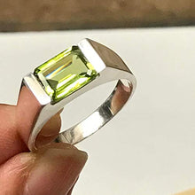 Load image into Gallery viewer, Genuine 2ct Green Peridot 925 Sterling Silver Men&#39;s Ring Size 7.75, 8, 9.75, 10, 10.75, 11, 11.75, 12, 12.5, 12.75, 13
