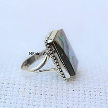 Load image into Gallery viewer, 925 Sterling Silver Ring For Men &amp; Women, Natural Abalone Shell Ring Gemstone Unique Handcrafted Ring

