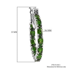 Load image into Gallery viewer, 925 Sterling Silver Platinum Plated Oval Chrome Diopside Hoops Hoop Earrings Jewelry for Women Ct 4.9
