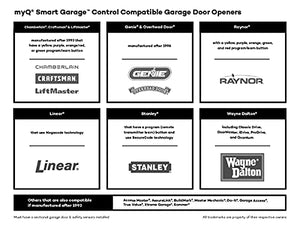 myQ Chamberlain Smart Garage Control - Wireless Garage Hub and Sensor with Wifi & Bluetooth - Smartphone Controlled, New Design, myQ-G0401-ES, White