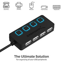 Load image into Gallery viewer, Sabrent 4-Port USB 2.0 Data Hub with Individual LED lit Power Switches [Charging NOT Supported] for Mac &amp; PC (HB-UMLS)
