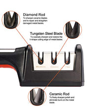 Load image into Gallery viewer, Knife Sharpeners Professional Three-step Knife Sharpener,3 Materials Grinding Groove,Diamond, Tungsten Steel and Ceramic Rod Helps Restore and Polish Blades, Quickly, Safe and Easy to Use
