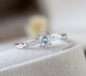 Greendou Fashion Jewelry 925 Sterling Silver Dainty Blue Crystal Ring for Women Simple Style Square Engagement Finger Ring Ladies Fashion Jewelry (6)