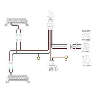 MICTUNING 7 Way Plug Inline Trailer Cord with 7 Gang Junction Box Bundle MIC-B1002 LED Light Bar Wiring Harness