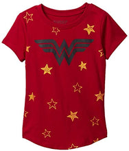 Load image into Gallery viewer, DC Comics Girls T-Shirt Wonder Woman Logo &amp; Stars Print (Dark Red, Medium 7-8)
