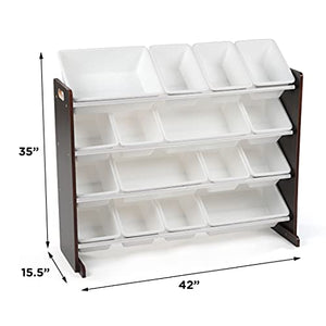 Humble Crew Extra-Large Toy Organizer, 16 Storage Bins, Espresso/White