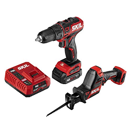 SKIL 2-Tool Combo Kit: PWRCore 12 Brushless 12V 1/2 Inch Cordless Drill Driver and Compact Brushless Reciprocating Saw, Includes 2.0Ah Lithium Battery and PWRJump Charger - CB742601