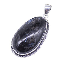 Load image into Gallery viewer, Natural Nuummite Gemstone Oval Shape Pendant, Nuummite Cabochon Pendant, 925 Sterling Silver Pendant, Silver Designer Pendant, Necklace Pendant, Gift For Mom
