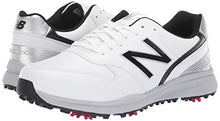 Load image into Gallery viewer, New Balance Men's Sweeper Waterproof Spiked Comfort Golf Shoe, White/Black, 13 4E 4E US
