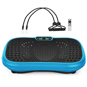 MUCHOO Vibration Plate Fitness Machine Whole Body Workout Platform Machine w/Loop Bands Body Slimmer Weight Loss and Home Training & Exercise Blue