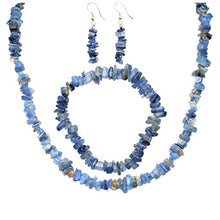 Load image into Gallery viewer, Himalayan Blue Kyanite Tourmaline Chip Jewelry Set (18" Necklace, 7" Bracelet, 2" Earrings) [Selenite Charged] (Blue Kyanite)
