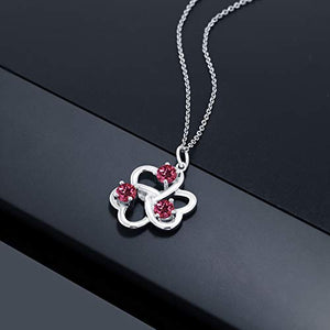 Gem Stone King 925 Sterling Silver Pink Tourmaline 3 Hearts Pendant Necklace 0.75 Ct Round With 18 Inch Chain