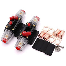 Load image into Gallery viewer, 2 Pack Inline 60amp Circuit Breaker with Manual Reset Fuse Holder for Car Audio Marine Boat Stereo，with Wire Lugs and Heat Shrink Tube
