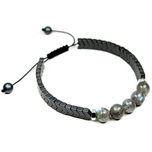 Load image into Gallery viewer, Radiant Labradorite and Hematite Bracelet - Handcrafted Gemstone Beaded Jewelry for Men &amp; Women
