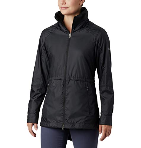 Columbia Women's Sustina Springs Long Lined Windbreaker, Black, Medium