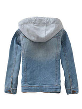 Load image into Gallery viewer, Mallimoda Kids Boys Girls Hooded Denim Jacket Zipper Coat Outerwear Style 2 Blue13--14 Years
