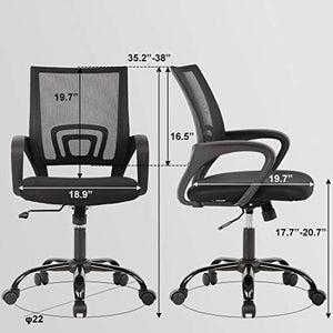 Office Chair Ergonomic Desk Chair Mesh Computer Chair with Lumbar Support Armrest Executive Rolling Swivel Adjustable Mid Back Task Chair for Women Adults, Black