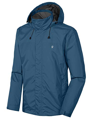 Little Donkey Andy Men's Waterproof Rain Jacket Outdoor Lightweight Rain Shell Coat for Hiking, Travel Blue Mirage Size S