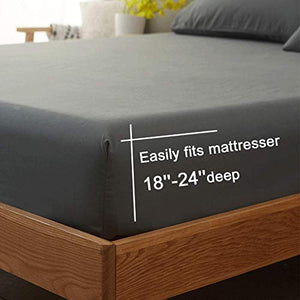 SONORO KATE Bed Sheet Set Super Soft Microfiber 1800 Thread Count Luxury Egyptian Sheets Fit 18 - 24 Inch Deep Pocket Mattress Wrinkle and Hypoallergenic-4 Piece (Dark Grey, Queen)