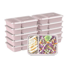 Load image into Gallery viewer, Bentgo Prep 2-Compartment Meal-Prep Containers with Custom-Fit Lids - Microwaveable, Durable, Reusable, BPA-Free, Freezer and Dishwasher Safe Food Storage Containers - 10 Trays &amp; 10 Lids (Blush Pink)
