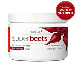 humanN SuperBeets - Circulation Superfood, Concentrated Beet Crystals, Nitric Oxide Boosting Supplement, Vitamin C, Beets Grown in USA, Black Cherry Flavor, 5.3 ounces