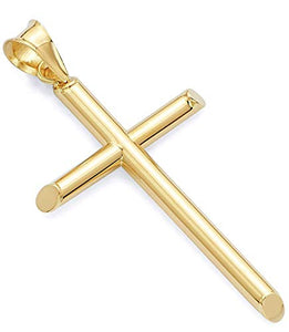 14K Gold Box Chain Style Cross Pendant Necklace Solid Plated Clasp for Men,Women,Teens Thin for Charms Miami Cuban Link Diamond Cut 24" (18.0)