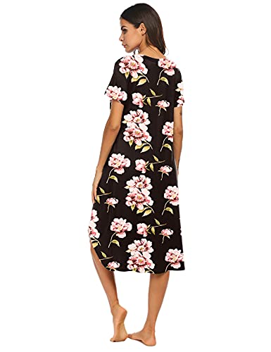 Load image into Gallery viewer, Ekouaer Women's Nightgown Sleepwear Short Sleeves Shirt Casual Sleepdress