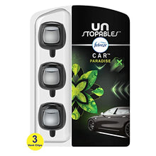 Load image into Gallery viewer, Febreze Car Air Fresheners, Unstopables Paradise Scent, Odor Eliminator for Strong Odor, Car Vent Clips (3 Count)
