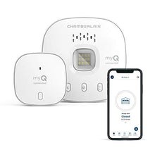 Load image into Gallery viewer, myQ Chamberlain Smart Garage Control - Wireless Garage Hub and Sensor with Wifi &amp; Bluetooth - Smartphone Controlled, New Design, myQ-G0401-ES, White

