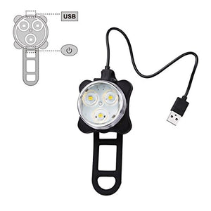 Ascher USB Rechargeable Bike Light Set,Super Bright Front Headlight and Rear LED Bicycle Light,650mah Lithium Battery,4 Light Mode Options(2 USB cables and 4 Strap Included)
