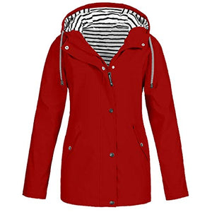 Women's Lightweight Raincoat Solid Rain Jacket Outdoor Waterproof Hooded Raincoat Active Outdoor Coat for Winter with Pockets