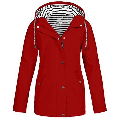 Women's Lightweight Raincoat Solid Rain Jacket Outdoor Waterproof Hooded Raincoat Active Outdoor Coat for Winter with Pockets