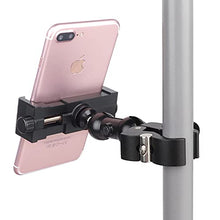 Load image into Gallery viewer, iTODOS Cell Phone Holder Mount Clip for Golf Cart,Wheelchair Walker,Stroller,Spin Bike, Table, Clamp Fits iPhone,Galaxy, Nexus,Most Phones and GPS up to 4" Wide,Aluminum Alloy Material
