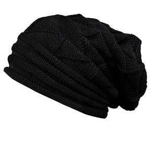 Casual Beanie Hat Women Men BCDshop Braided Baggy Warm Winter Knitted Hat Cap(Black)