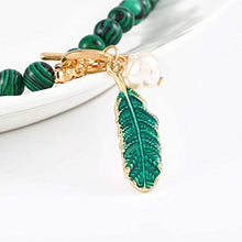 Load image into Gallery viewer, Vivilly Boho Rhinestones Pearl Necklaces Gold Leaf Malachite Drop Pendant Chain Bohemian Fashion Necklace Jewerly for Women and Girls
