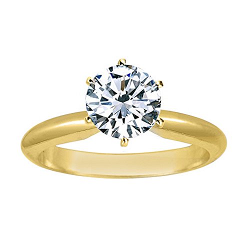 1/2 Carat Round Cut Diamond Solitaire Engagement Ring 14K White Gold 6 Prong (J-K, I2, 0.50 c.t.w) Very Good Cut (yellow-gold, 7)
